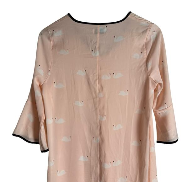 Kate Spade New York Pink Swan Print Sheer Caftan Nightgown Lounge Dress Size M - Picture 8 of 9